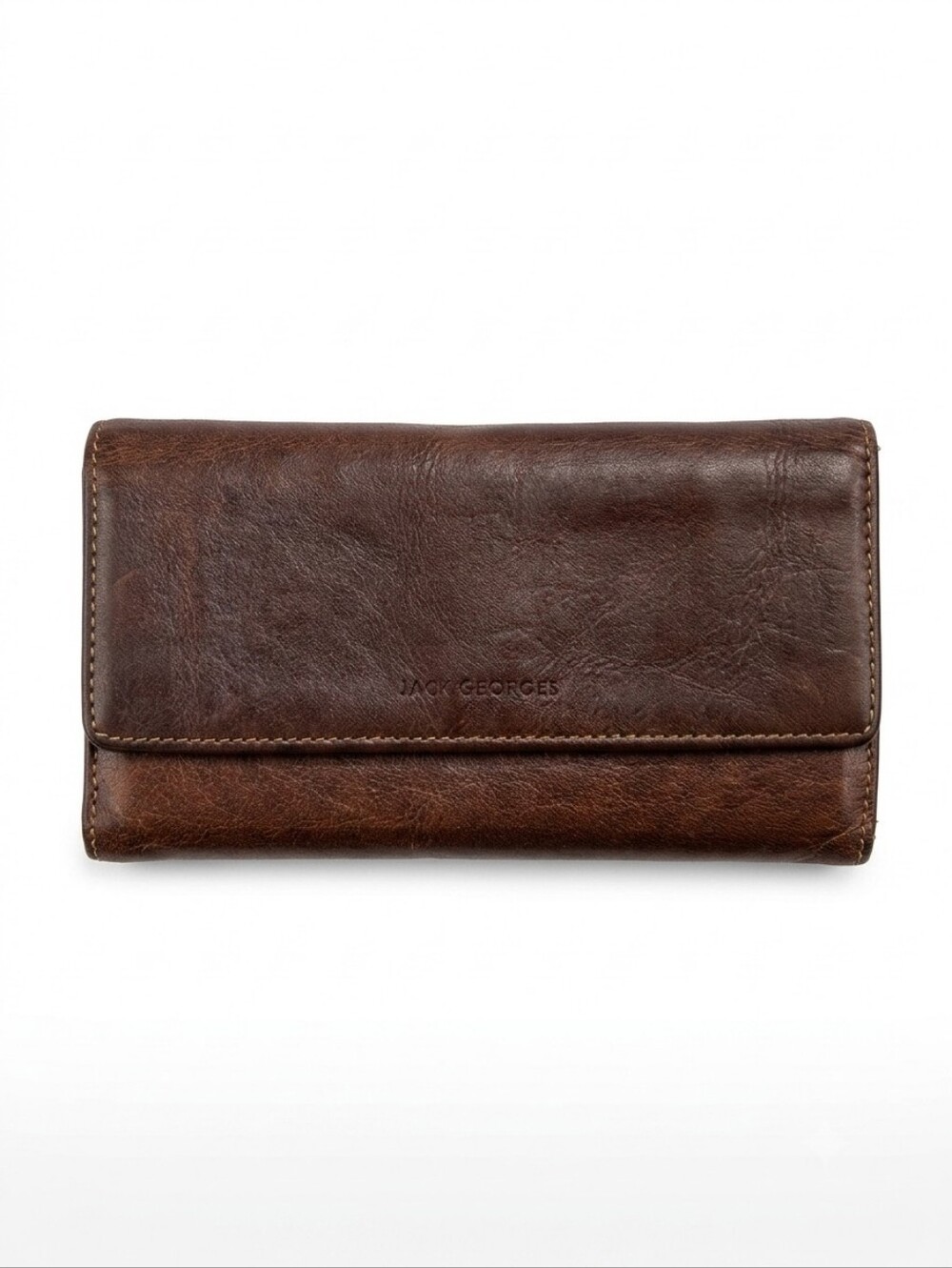 Jack Georges Dark Brown Full Grain 100% Leather RFID Protection Wallet